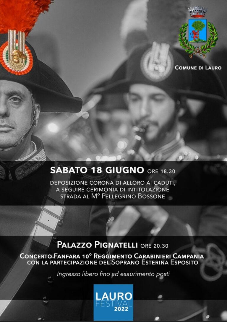 Sabato a Lauro la Fanfara del 10° Reggimento Carabinieri Campania