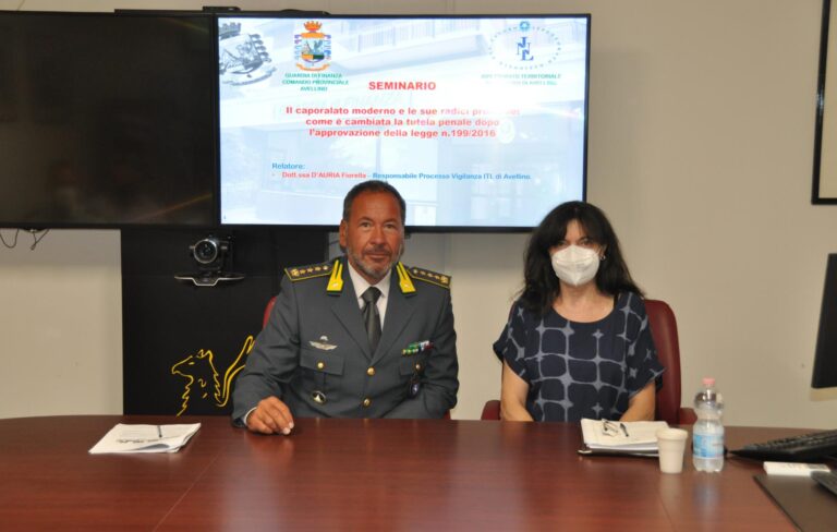 Guardia di Finanza Avellino, seminario con l’Ispettorato del Lavoro sul “Caporalato moderno”