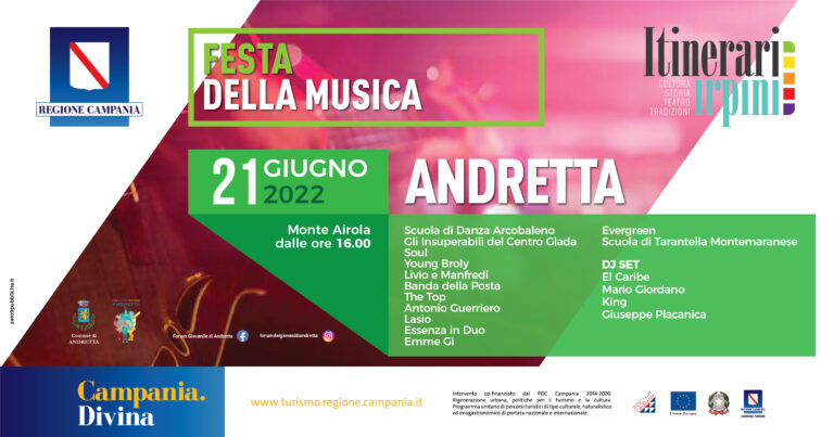 Itinerari Irpini, si comincia ad Andretta con la Festa della Musica