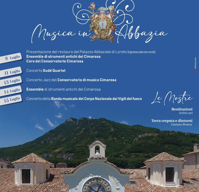 Mercogliano, al Palazzo Abbaziale del Loreto torna “Musica in Abbazia” dal 9 al 15 luglio