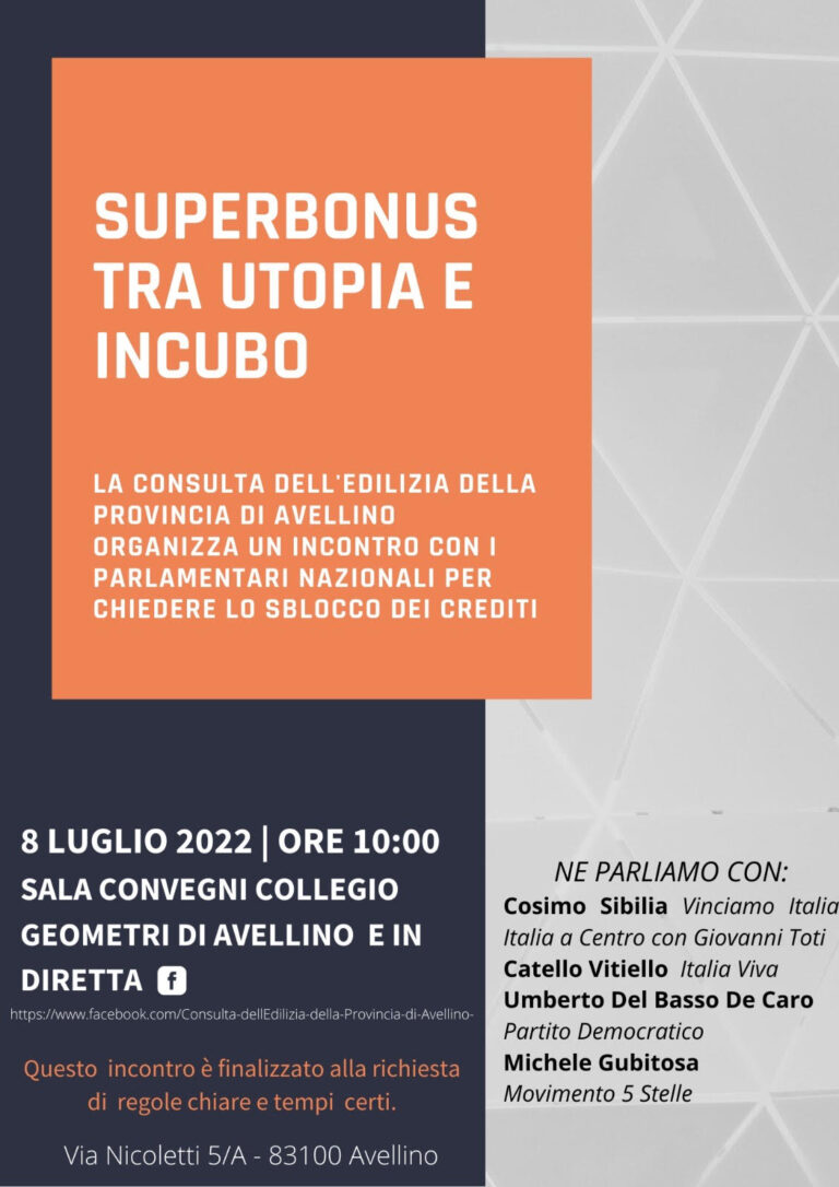 “Superbonus tra utopia e incubo”. Consulta Edilizia, confronto con Sibilia, De Caro, Gubitosa e Vitiello