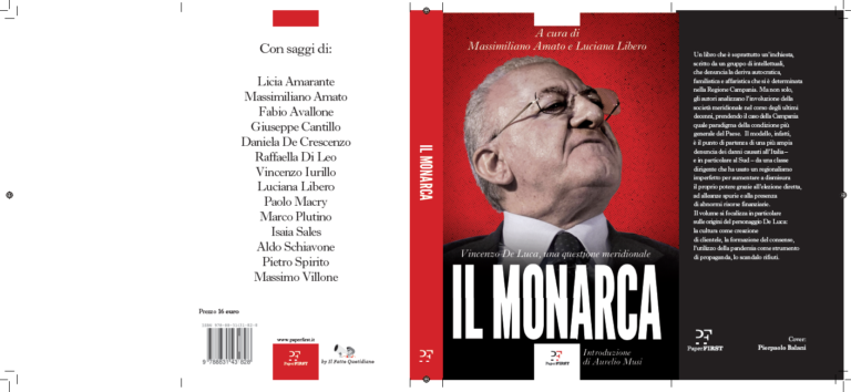 “Il Monarca De Luca una questione meridionale”, lunedì la presentazione del libro ad Avellino