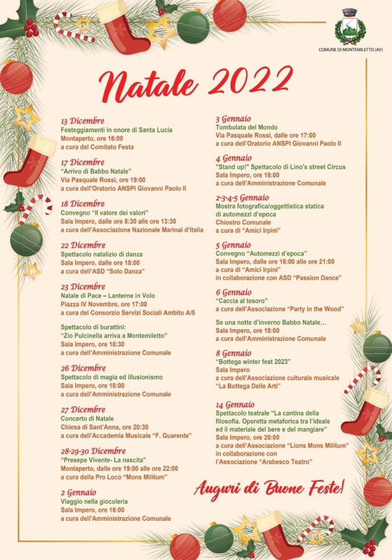 Natale a Montemiletto, tante le iniziative in programma