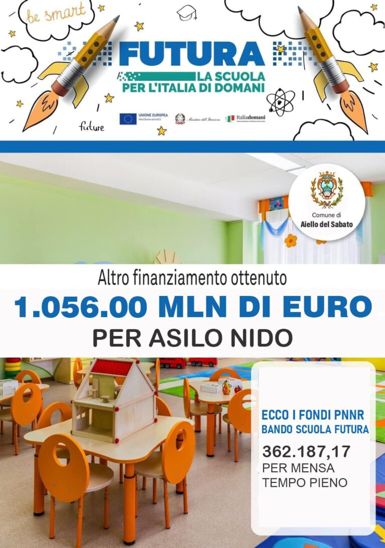 Edilizia scolastica, ad Aiello Del Sabato ottenuto il finanziamento per l’asilo nido