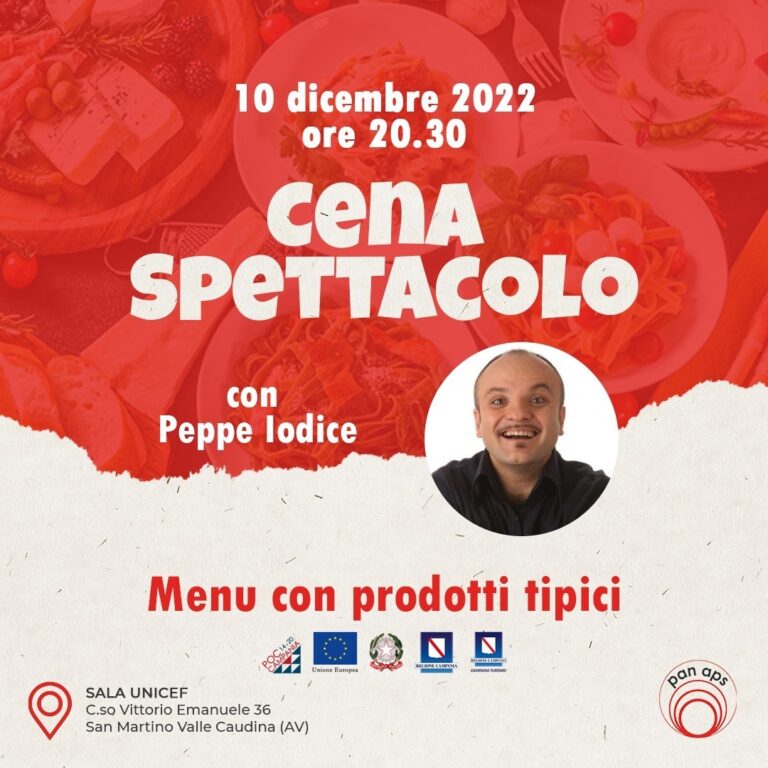 A San Martino V. C. cena spettacolo con Peppe Iodice. Parte “Il Presepe nel Presepe” dell’Associazione Pan