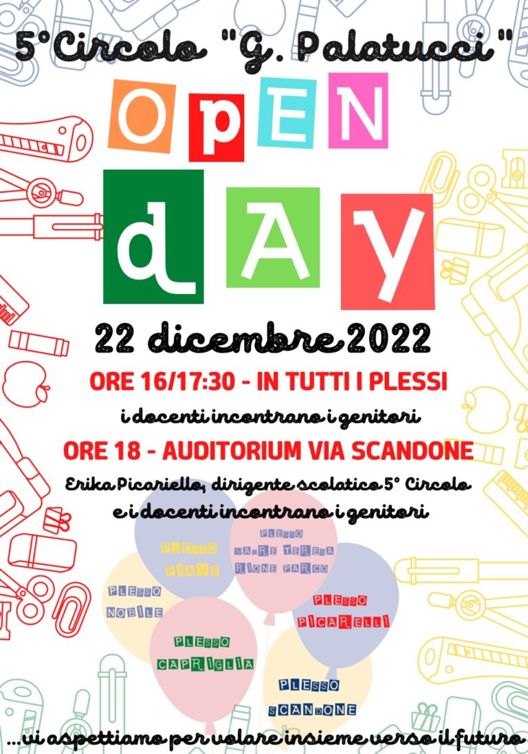 Open Day al 5° Circolo, appuntamento giovedì 22 dicembre
