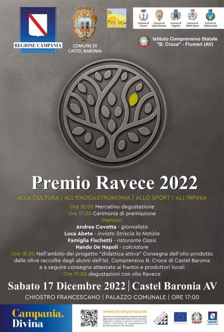 A Castelbaronia la II edizione del Premio Ravece: premiato Luca Abete