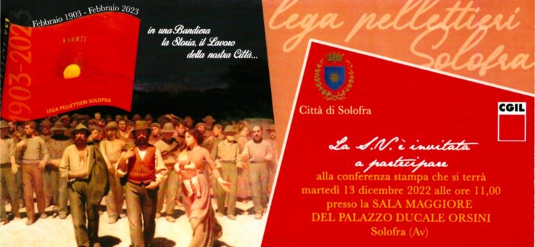 Febbraio 1903 – Febbraio 2023, Solofra celebra i 120 anni della Lega Pellettieri