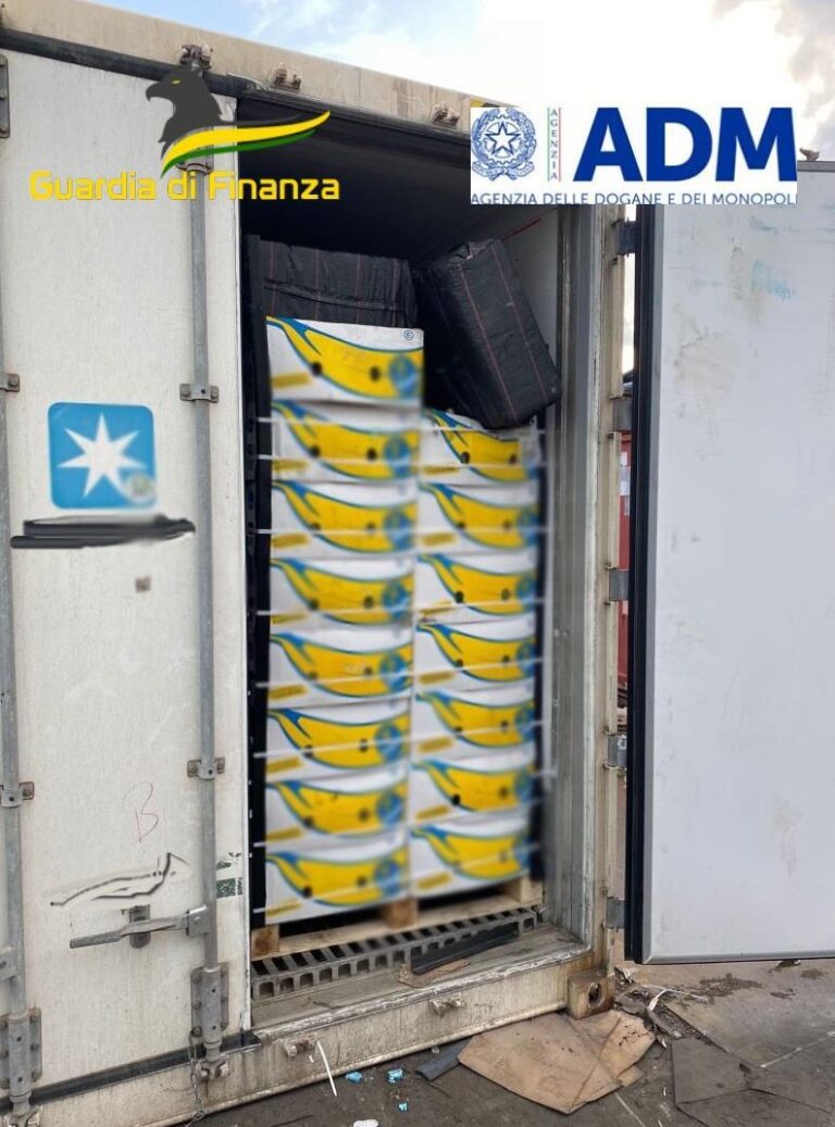 98.000 kg di cocaina nascosta sotto caschi di banane: 43 arresti
