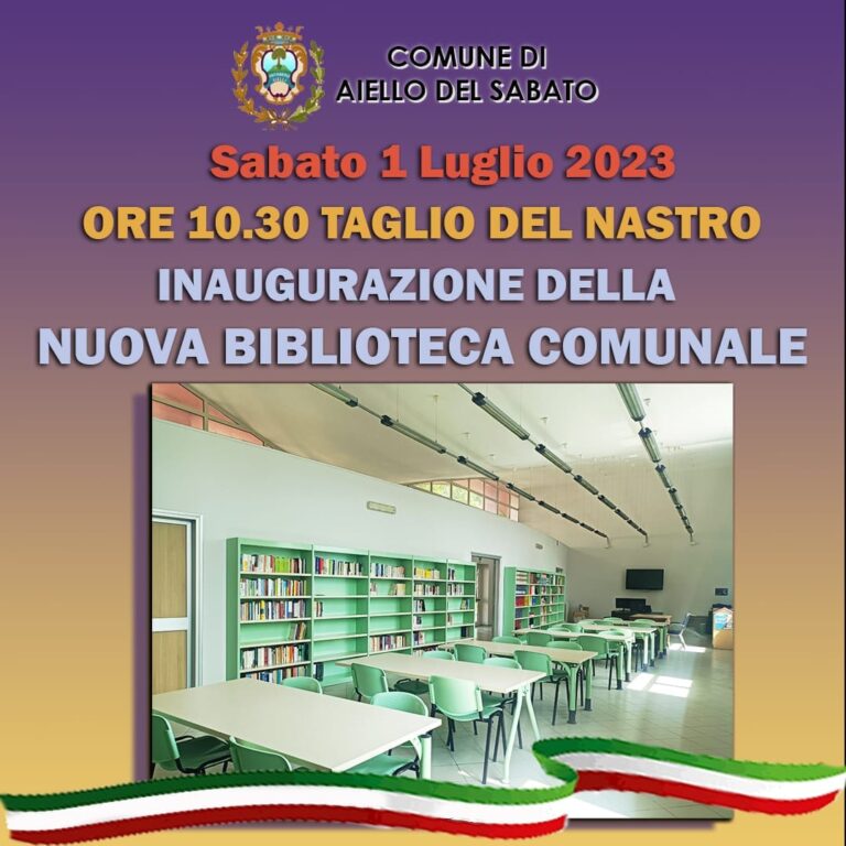 Aiello del Sabato inaugura la nuova biblioteca comunale