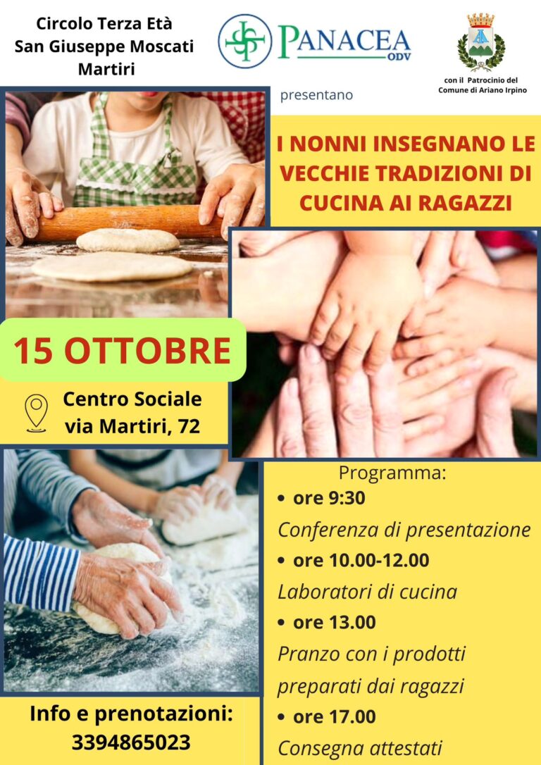Ad Ariano “I nonni insegnano le vecchie tradizioni di cucina ai ragazzi”