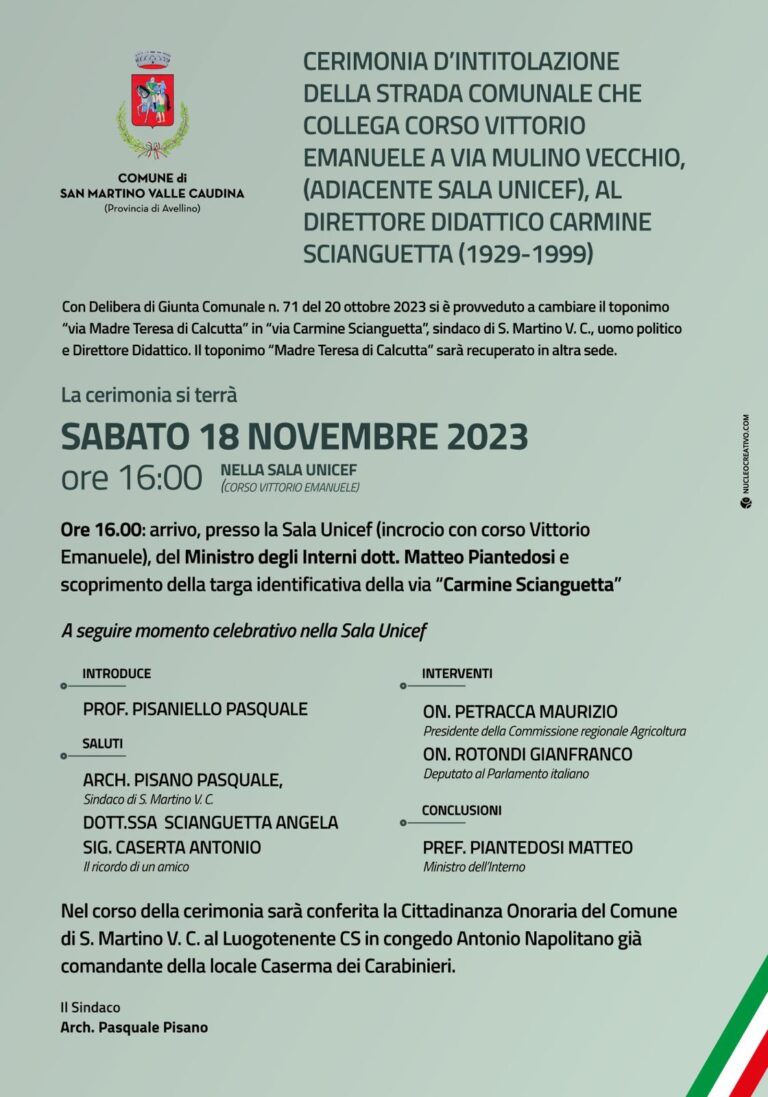 San Martino Valle Caudina, sabato arriva il ministro Piantedosi