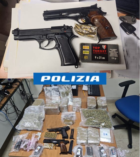 Colpo allo spaccio in città, la Mobile sequestra 9 chili di droga e due pistole: un arresto