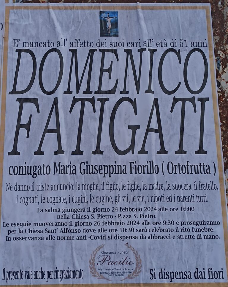 Operaio morto alla Stellantis di Pratola Serra, lunedì l’ultimo saluto a Domenico