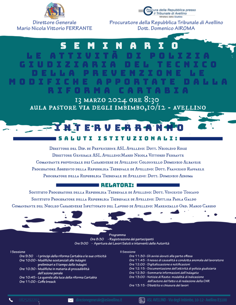Procura e Asl: seminario a via Degli Imbimbo