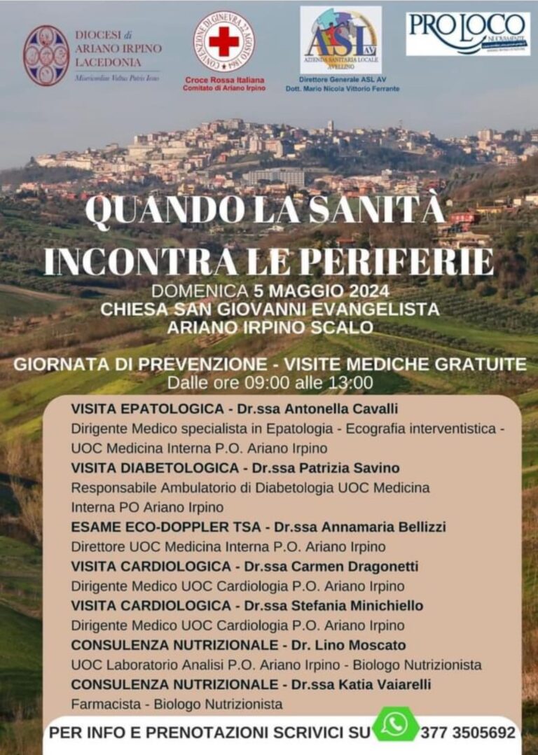 Quando la sanità incontra le periferie, giornata di prevenzione ad Ariano