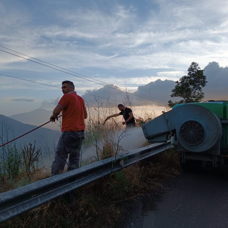 Taurano, costone a fuoco: sindaco e volontari domano le fiamme