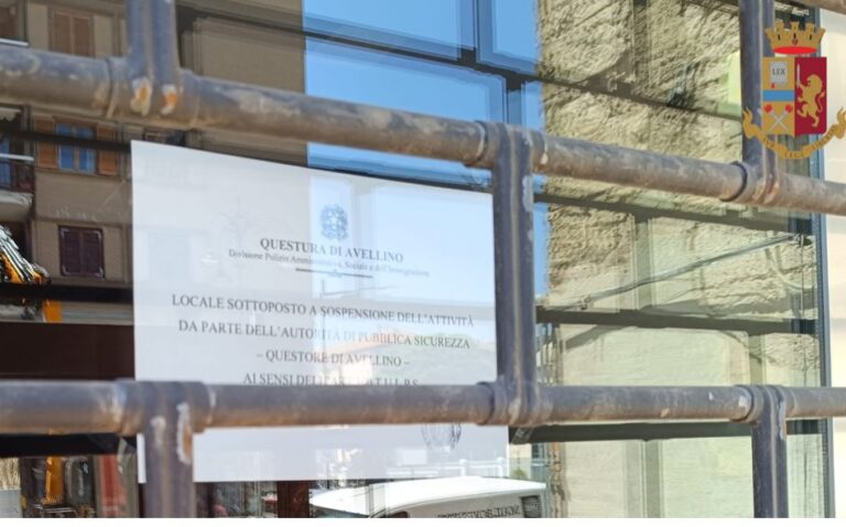 Avellino, Polizia di Stato: sospesa l’attività di un bar in centro