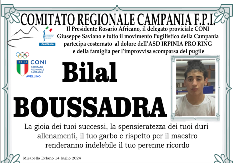 Mondo sportivo in lutto per la morte di Bilal Boussadra