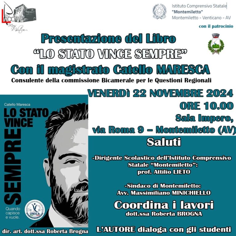 Montemiletto, domani il magistrato Catello Maresca incontra gli studenti