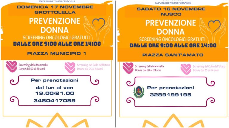 Screening oncologici i camper dell’Asl a Nusco e Grottolella