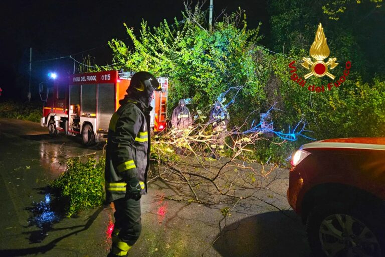Folate di vento e pioggia, cinquanta interventi dei caschi rossi in Irpinia
