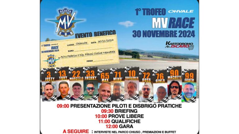 1° Trofeo Ohvale MVRace: evento benefico per il dipartimento Fibrosi Cistica dell’AOU Federico II
