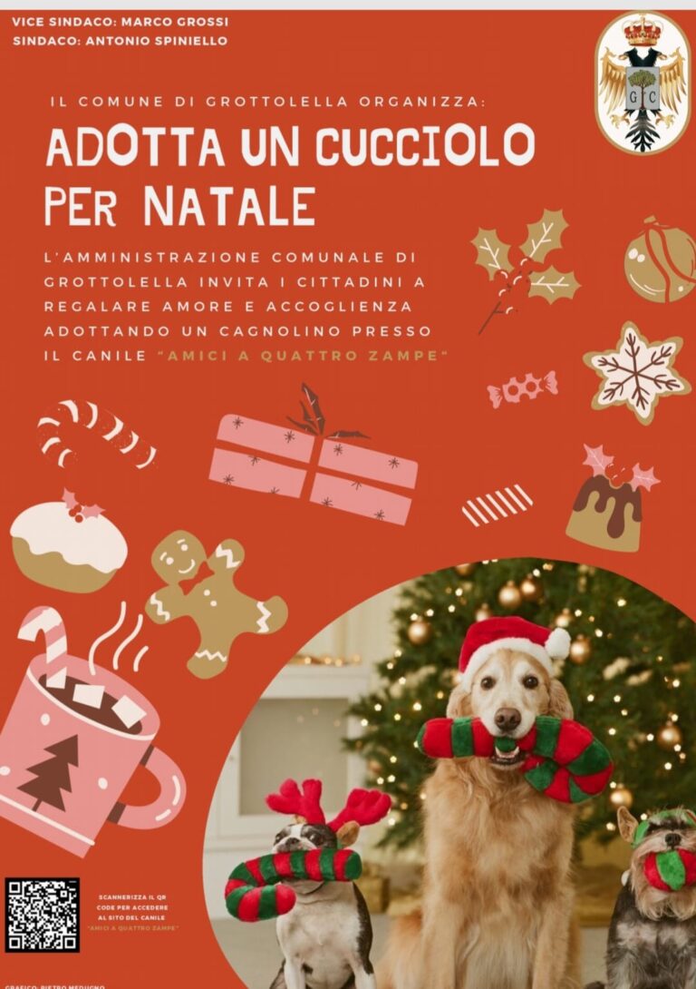 “Adotta un cucciolo per Natale”, la campagna del comune di Grottolella
