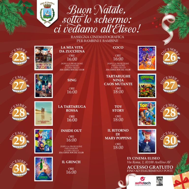 Eliseo, la rassegna cinematografica di Natale  per i piu’ piccoli