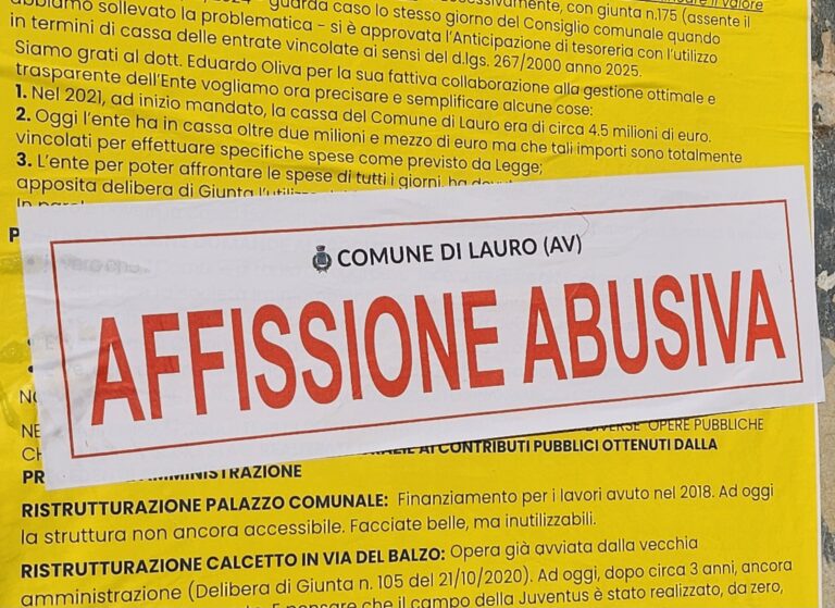 A Lauro scoppia il caso del manifesto, la minoranza ci riprova ma viene coperto: abusivo