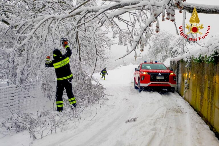 Irpinia sotto la neve, cinquanta interventi  dei caschi rossi: centralino d’assalto