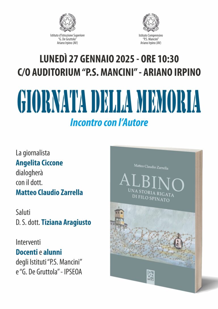Giornata della Memoria: incontro ad Ariano Irpino con l’autore Matteo Claudio Zarrella