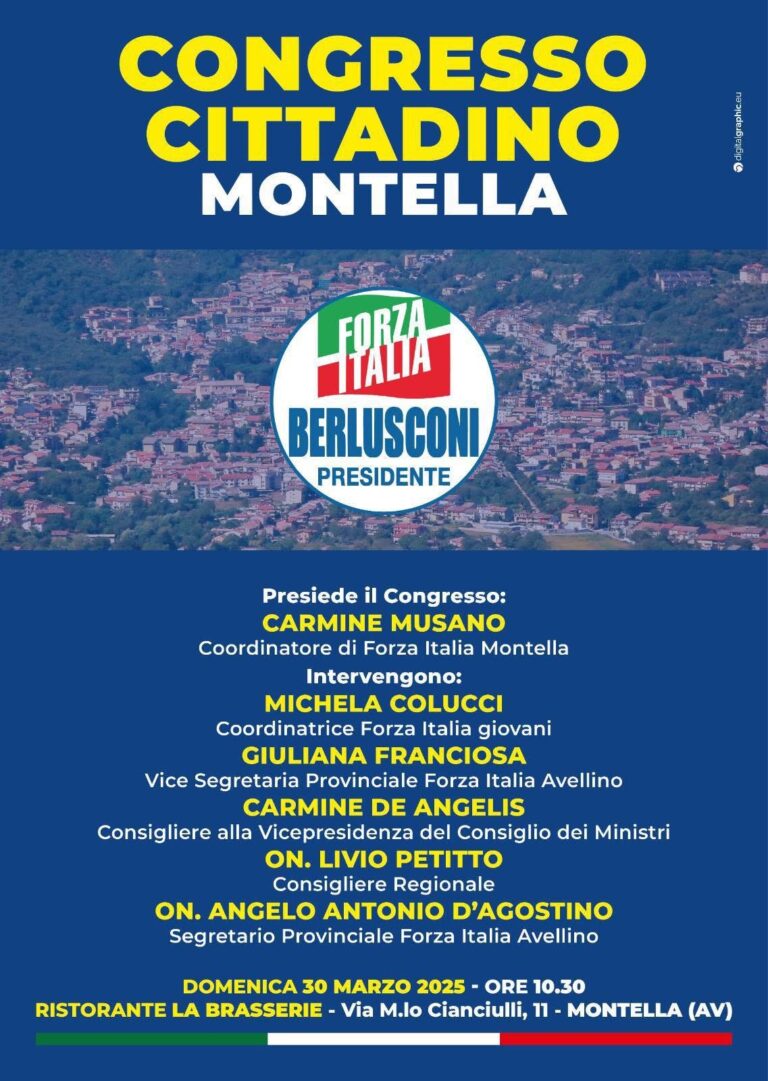 Oggi a Montella congresso cittadino di Forza Italia