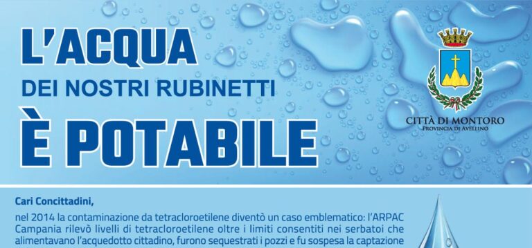 Montoro, Carratù informa la cittadinanza sulla potabilità dell’acqua