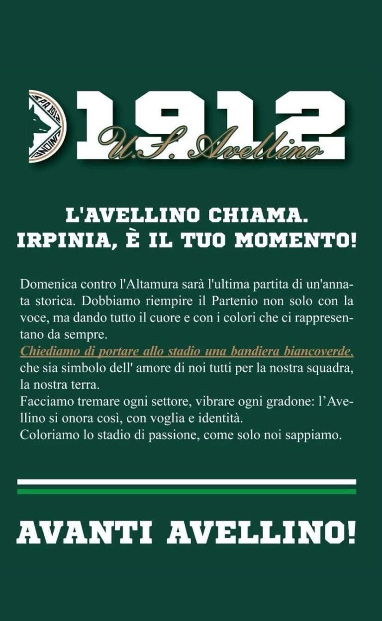 La Curva “chiama” i tifosi:  coloriamo il Partenio