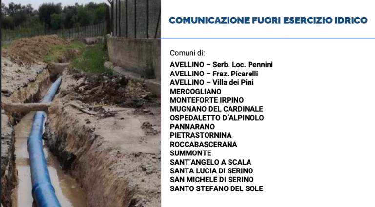 Si rompe la condotta a Serino: Avellino e altri comuni senz’acqua