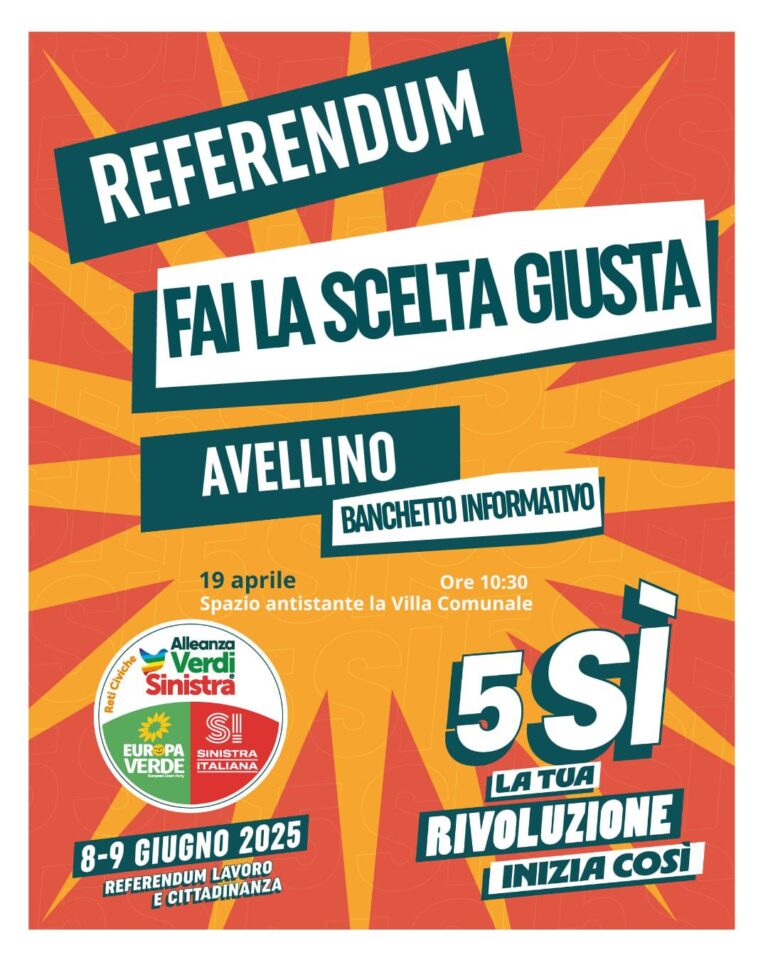 Referendum lavoro e cittadinanza, banchetto informativo ad Avellino