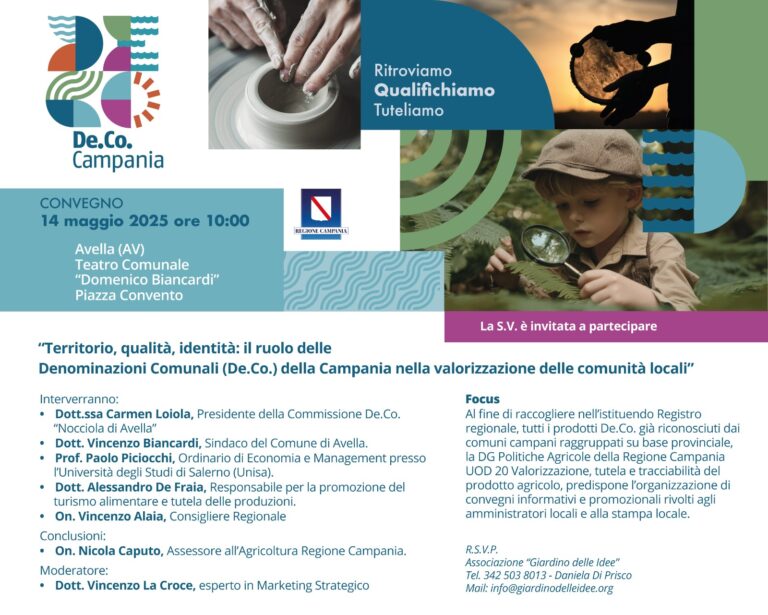 Avella, il 14 maggio convegno sull’istituendo Registro Regionale delle De.Co. della Campania