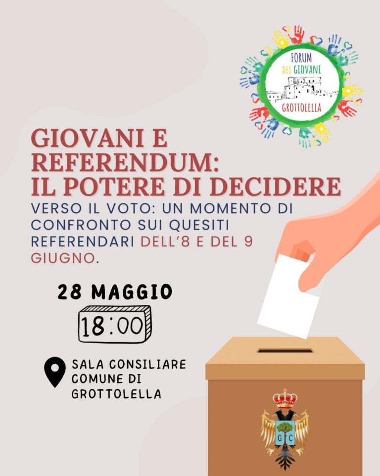 Grottolella, il Forum dei Giovani promuove incontro informativo sul referendum dell’8 e 9 giugno
