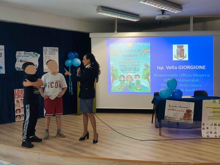 Giornata Internazionale dei Bambini Scomparsi: la Questura di Avellino incontra gli studenti di Monteforte Irpino