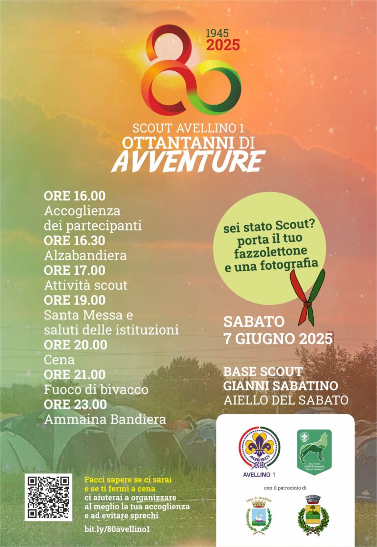 “80 anni di Avventure”, festa per il Gruppo Scout Agesci Avellino 1