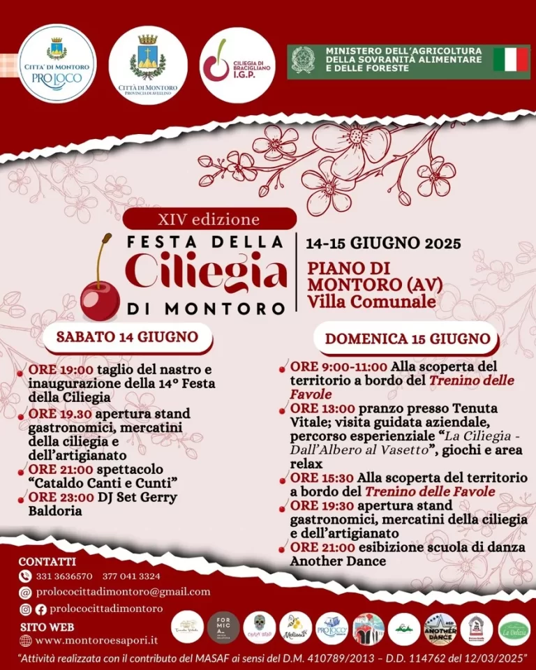XIV Festa della Ciliegia di Montoro: un weekend tra gusto e tradizione