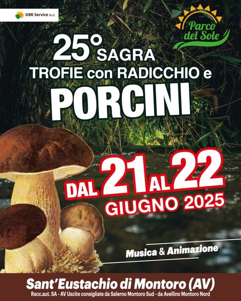 La “XXV° Sagra Trofie con Radicchio e Porcini” incanta Montoro