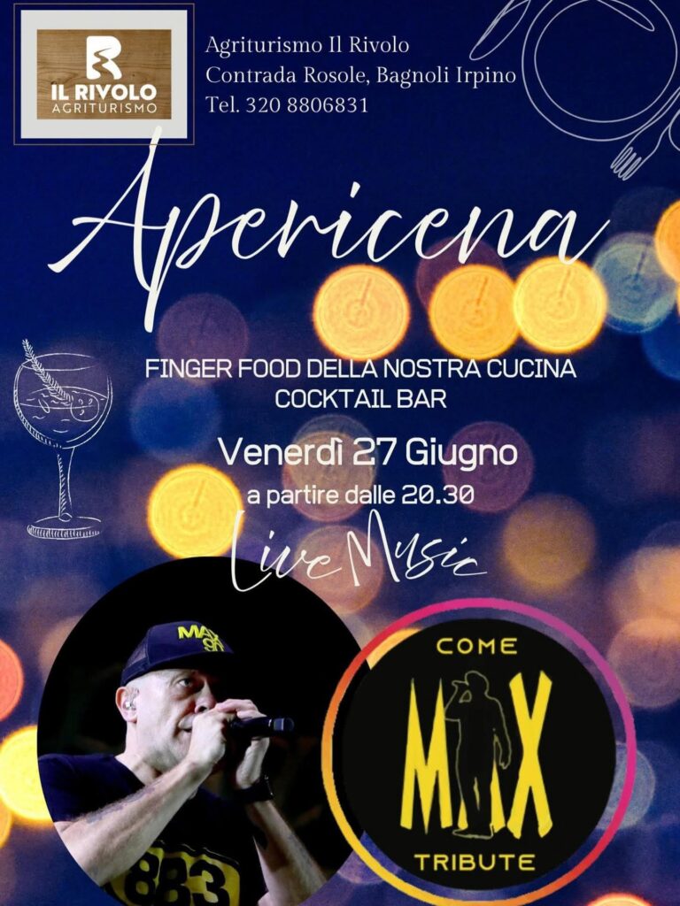 Venerdì 27 Giugno apericena in giardino al Agriturismo Il Rivolo