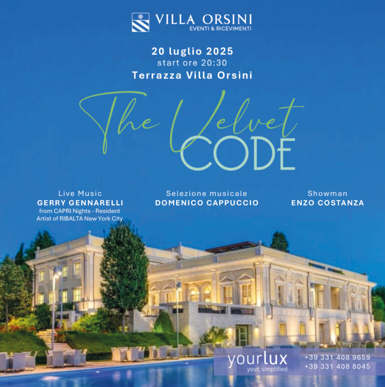 “The Velvet Code” – 20 luglio 2025, Villa Orsini si accende di eleganza sotto le stelle