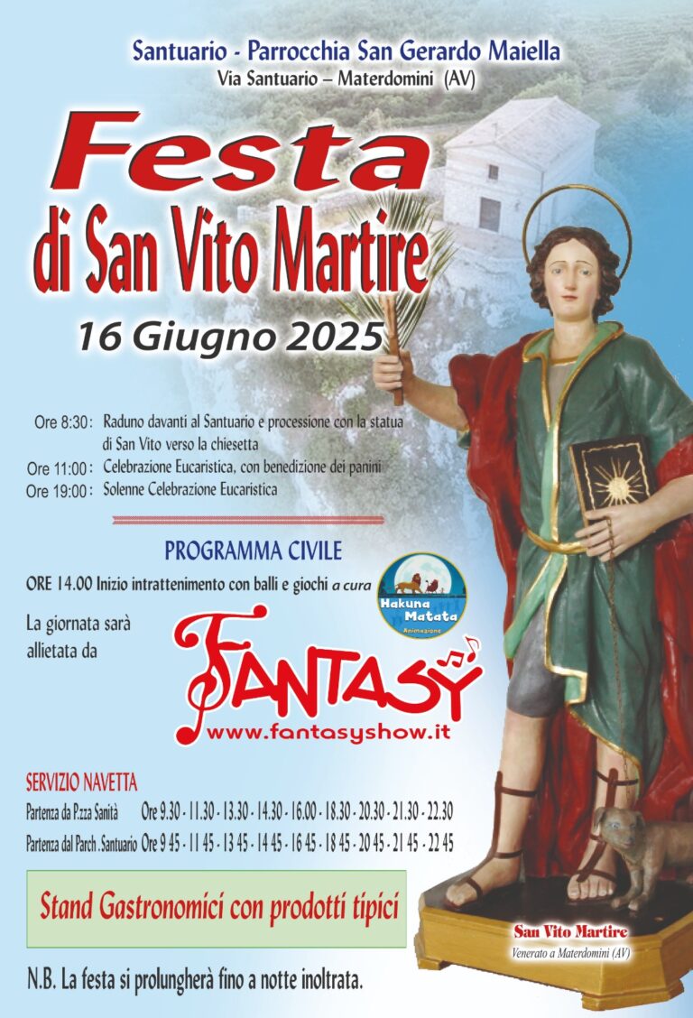 Domani a Caposele la tradizionale festa di San Vito Martire