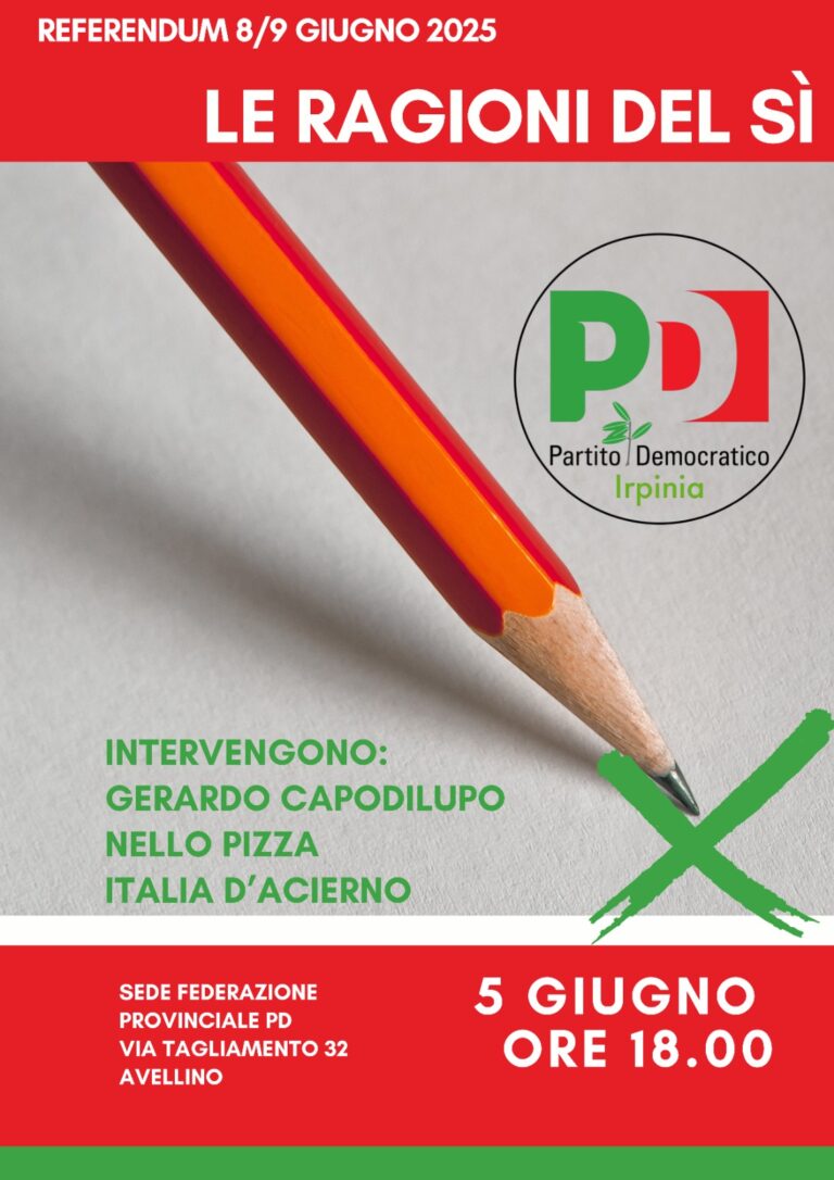 Verso i Referendum, le ragioni del Sì. Iniziativa del Pd irpino