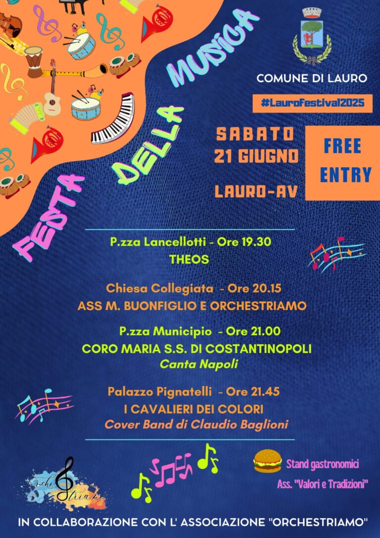 A Lauro la Festa della Musica promossa dall’Assessorato alle Associazioni
