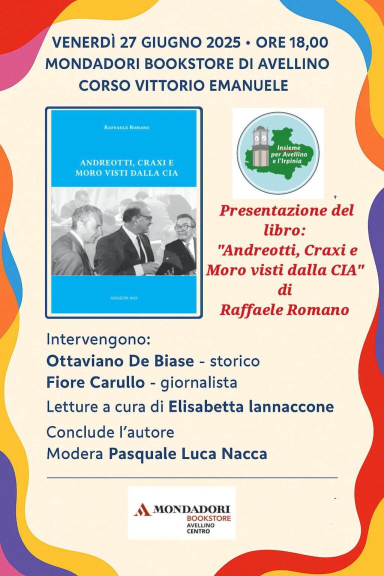 “Andreotti, Craxi e Moro visti dalla CIA”: oggi la presentazione del libro di Raffaele Romano