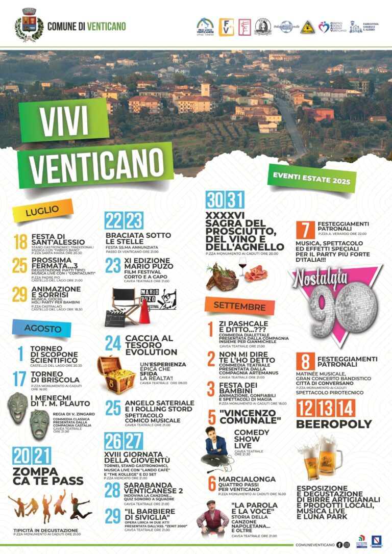 Vivi Venticano 2025: al via l’estate tra musica, cultura e tradizione